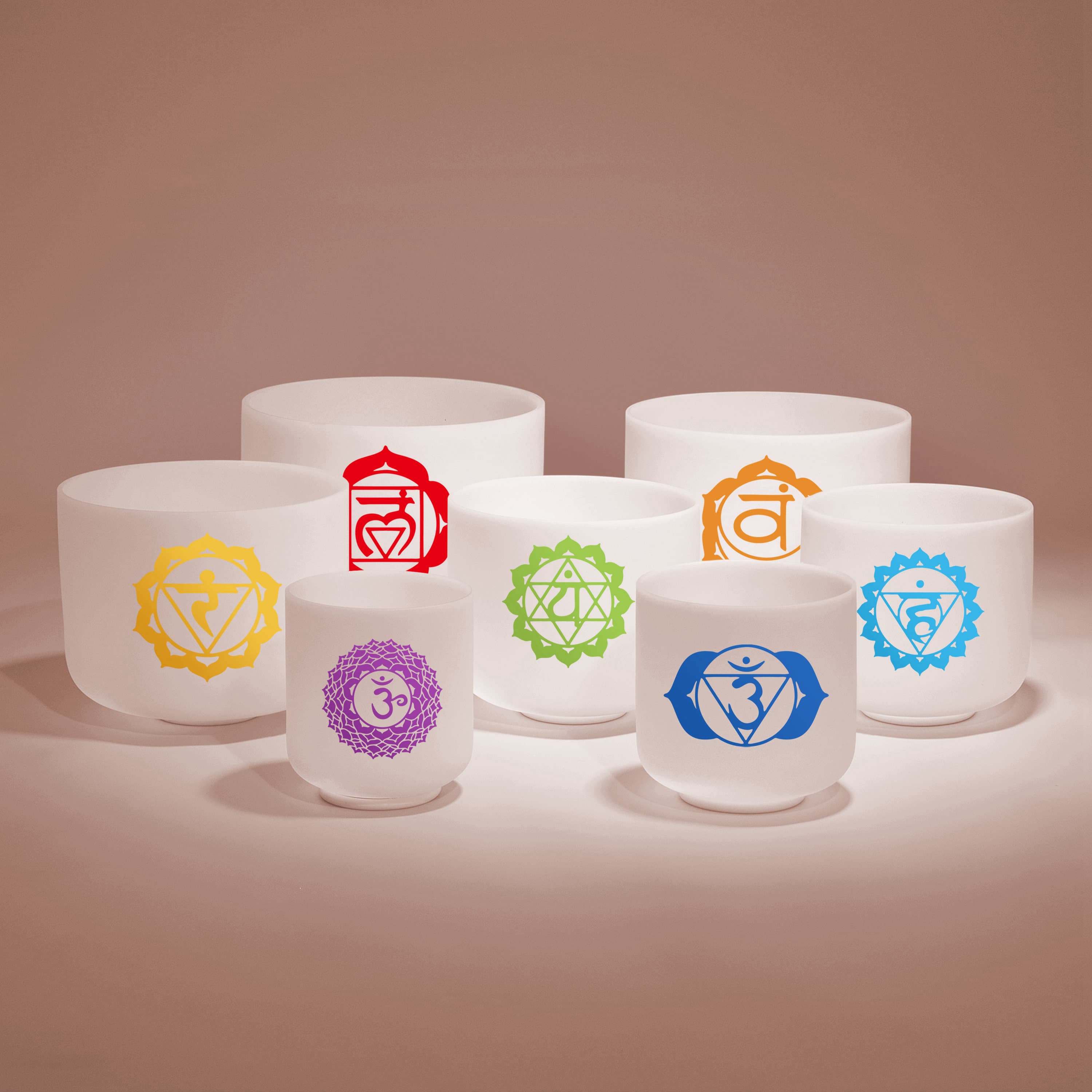 TOPFUND 6-12 inch Colored Chakra Set of 7 Crystal Singing Bowls - TOPFUND Crystal Singing Bowl
