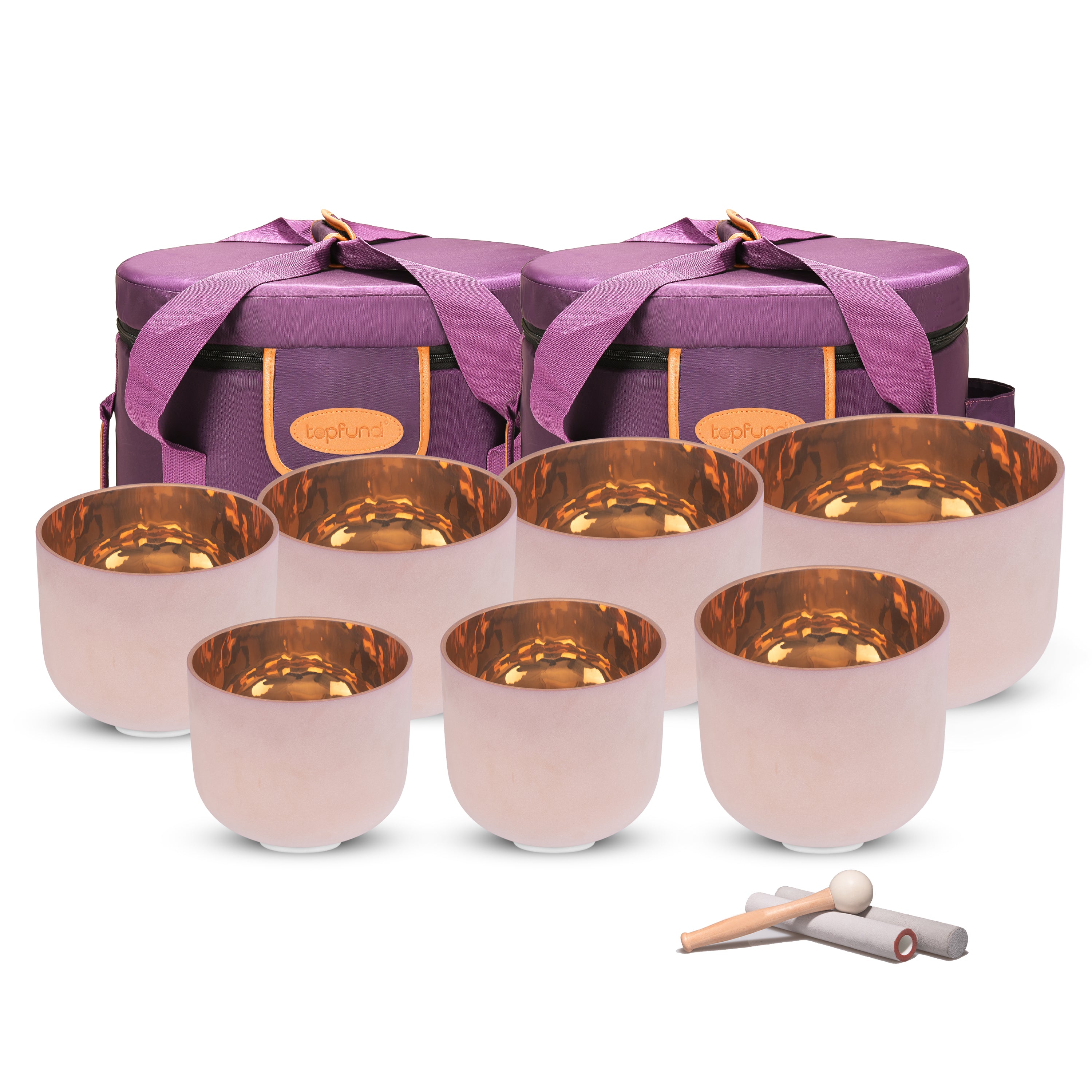 Chakra Set of 7 Solid Gold Plated Crystal Singing Bowls