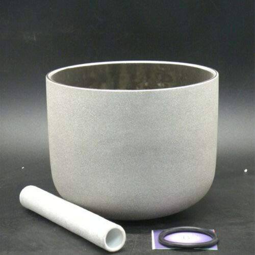 TOPFUND B Note Crown Chakra Pure Platinum Frosted Crystal Singing Bowl 8 inch - TOPFUND Crystal Singing Bowl